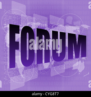 Mots forum sur écran numérique, concept social