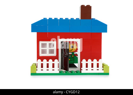 Toy House, construite avec des morceaux de Lego Banque D'Images