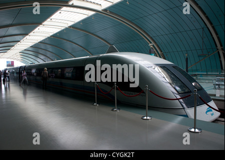 Shanghai transrapid Maglev Train à grande vitesse, l'aéroport gare Chine Banque D'Images