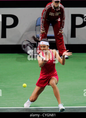 23 11 de la Serbie renvoie une balle à Petra Kvitova au cours de la finale de Fed Cup match de tennis la République tchèque contre la Serbie à Prague, République tchèque, 4 novembre 2012. (Photo/CTK Michal Kamaryt) Banque D'Images