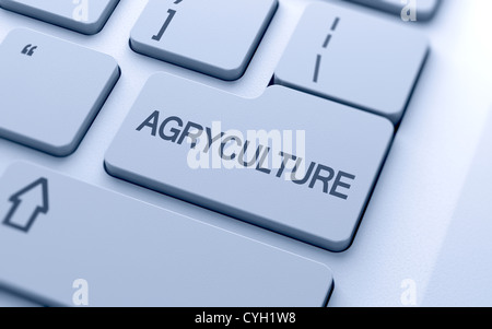 Mot de l'agriculture touche sur clavier avec soft focus Banque D'Images
