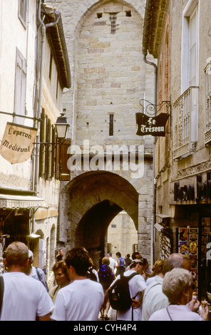 Remparts de Carcassonne,Murs,Ville,porte d'entrée, CityViews,UNESCO World Heritage Site, Tarn-et-Garonne, département français, SO France Banque D'Images