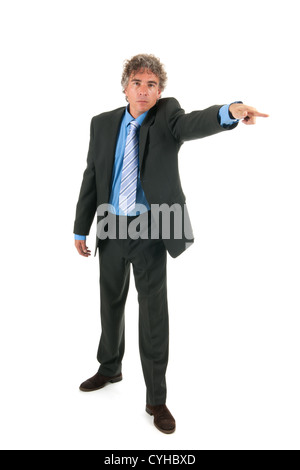 Angry businessman est soulignant isolated over white background Banque D'Images