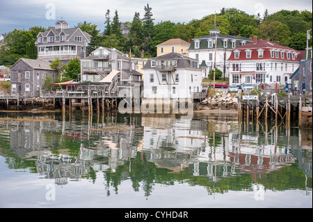 Petit village de pêcheurs dans le nord du Maine Banque D'Images