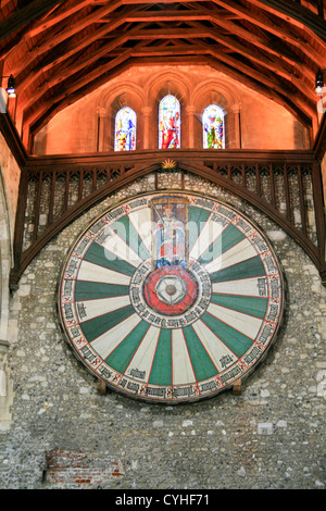 La Table ronde du Roi Arthur Le Grand Hall du Château de Winchester Hampshire England UK Banque D'Images