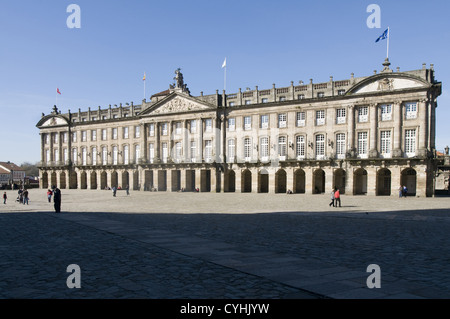 Hôtel de Ville de Saint Jacques de Compostelle, en Galice, Espagne. Banque D'Images