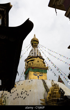 Swayambhunath Stupa, aka monkey temple, à Katmandou, Népal Banque D'Images