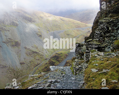 Honister Pass, près de l'Honister Mine d'Ardoise, dans le Lake District. Banque D'Images