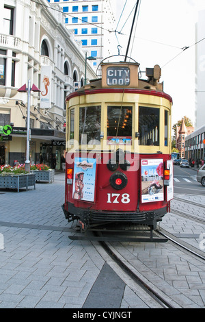 Rue de la ville en tramway Christchurch, Nouvelle-Zélande Banque D'Images