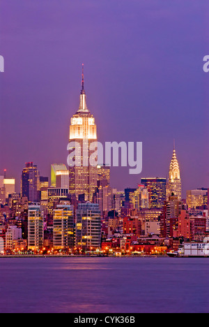 Empire State Building Manhattan Hudson River New York City Banque D'Images