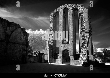 L'image monochrome infrarouge de Croxden Abbaye cistercienne ruines, près de l'usage éditorial Staffordshire Uttoxeter Banque D'Images