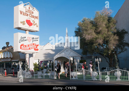 Un peu la chapelle blanche Wedding Chapel de Las Vegas, Nevada. Banque D'Images