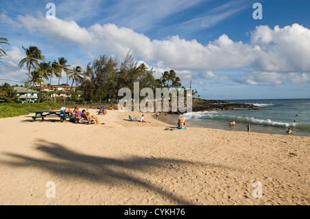 Elk284-7107, Kauai, Hawaii Poipu Beach Banque D'Images