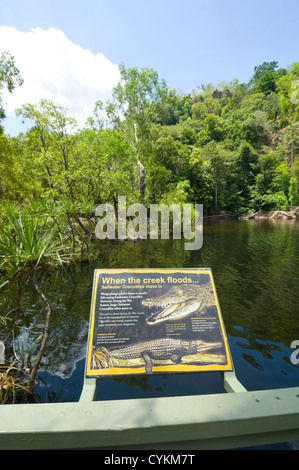 Les crocodiles Panneau d'avertissement, Litchfield National Park, Territoire du Nord, Australie Banque D'Images