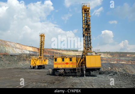 Ciseau à bois machines-outils dans la carrière de minerai de fer Banque D'Images