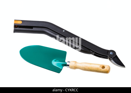 Sécateur de jardin isolé sur fond blanc Banque D'Images