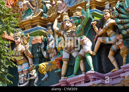 SRI MEENAKSHI TEMPLE MADURAI Inde montrant le détail DES DIEUX SINGE Banque D'Images