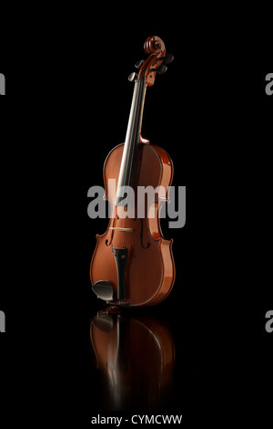 Shot élégant d'un violon sur fond noir Banque D'Images