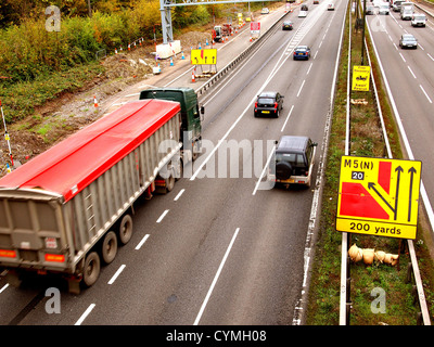 Travaux routiers sur l'autoroute M4 près de Bristol, Angleterre, Novembre 2012 Banque D'Images