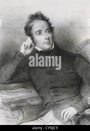 Alphonse de Lamartine (1790-1869). L'écrivain romantique et homme politique français. Gravure, 1850. Banque D'Images