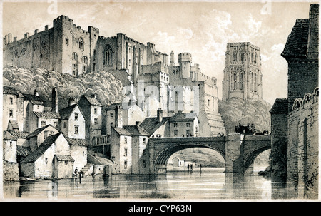 Une lithographie de Durham numérisées à haute résolution à partir d'un livre publié en 1846. HGPA54 est une version noir et blanc de cette image Banque D'Images