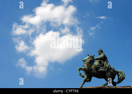 L'Ukraine. Kiev. Bogdan Chmielnicki (1595-1657). Le chef cosaque. Monument, 1888 par le sculpteur Mikhail Mikeshin (1835-1896). Banque D'Images