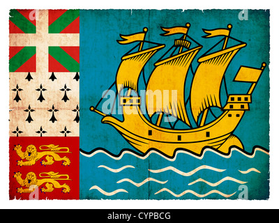 Pavillon de Saint-Pierre et Miquelon (territoire canadien) créé en grunge style Banque D'Images