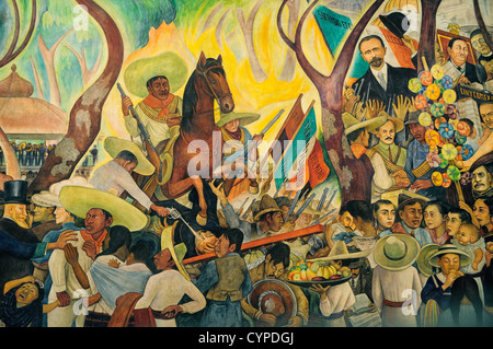 Mexico, District Fédéral, Mexico, Détail de la murale rêve d'un dimanche après-midi dans l'Alameda par Diego Rivera Banque D'Images