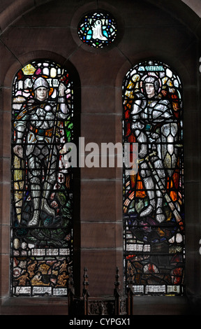 Fenêtre Memorial, All Saints Church, Glasgow, à sec Lt Charles Peck, sixième Royal Scots Fusiliers qui est décédé à Loos, la Première Guerre mondiale 1. Banque D'Images