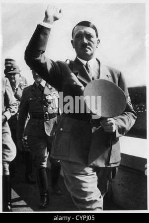 Adolf Hitler au champ Zeppelin pendant la Reichsparteitag, Nuremberg, Allemagne, 1935 Banque D'Images