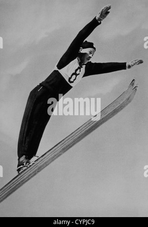 Birger Ruud, sauteur à ski norvégien, 1936, des Jeux Olympiques d'hiver de Garmisch-Partenkirchen, Allemagne Banque D'Images