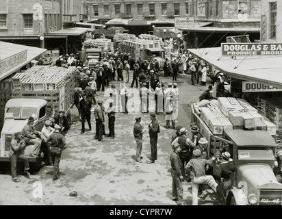 Produire des travailleurs du marché et de la police, la ville de New York, USA, 'Racket Busters', 1938 Banque D'Images