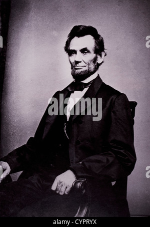 Abraham Lincoln (1809-1865), 16e président des États-Unis, 1861-1865, photographie de Mathew Brady, 1864 Banque D'Images