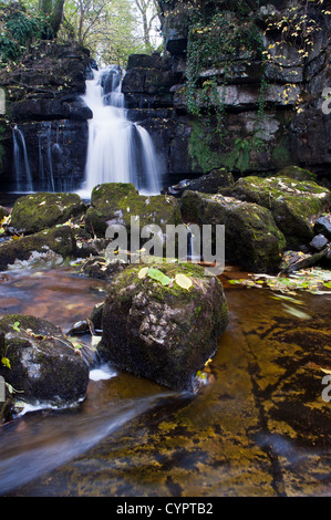 Cascades le long de la maison Scarr B6270 dans Swaledale entre Thwaite et Muker. Banque D'Images