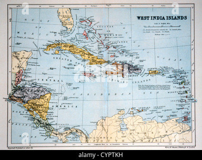 L'Inde, les îles de l'ouest Carte historique, vers 1893 Banque D'Images