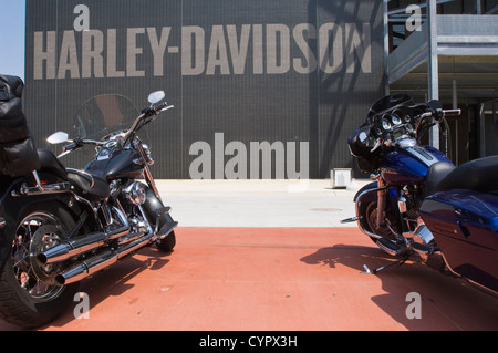 Parking du musée Harley Davidson Milwaukee, Wisconsin. Banque D'Images