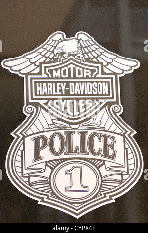 Insigne Insigne de police au musée Harley Davidson Milwaukee, Wisconsin. Banque D'Images