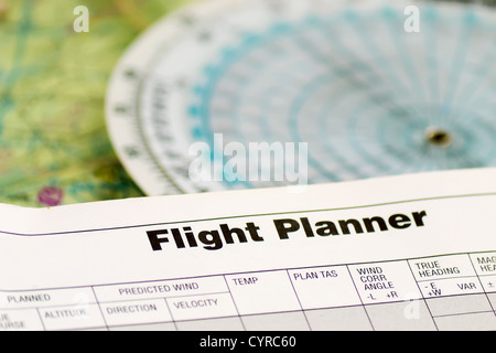 Planificateur de vol sur une carte vfr Banque D'Images