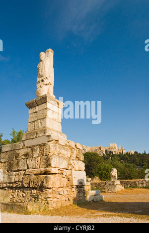 Ruines d'une statue, l'odéon d'Agrippa, l'ancienne Agora, Athènes, Grèce Banque D'Images