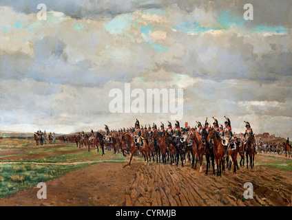 Les cuirassiers avant leur charge à la bataille d'Austerlitz en 1805 par Jean Louis Ernest Meissonier, Français, France 1878 Banque D'Images