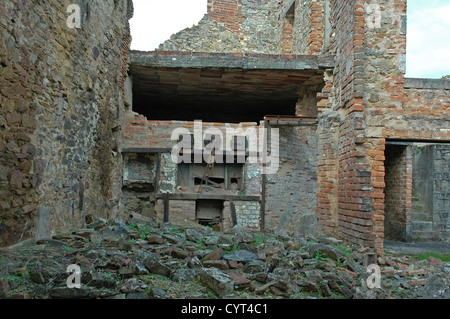 Les ruines de boulangerie, Oradour-Sur-Glane Banque D'Images