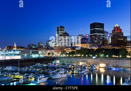 Ville de Montréal et le port au crépuscule, Québec, Canada Banque D'Images