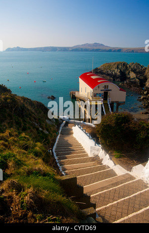 Station de Sauvetage de saint Justinien, Ramsey Sound et Ramsey Island près de St David's West Pembrokeshire Wales UK Banque D'Images