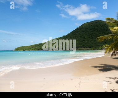 Anse Marcel beach et bateaux sur la partie française de St Martin Sint Maarten Antilles Banque D'Images