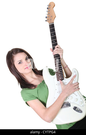 Girl playing guitar Banque D'Images