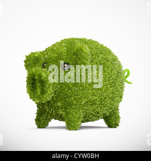 Couvert de feuilles tirelire - Écologie et économies concept Banque D'Images