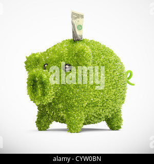 Couvert de feuilles tirelire - Écologie et économies concept Banque D'Images