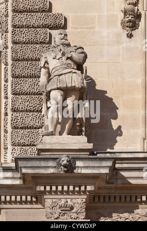 Statue de Maximilien de Béthune, duc de Sully (1560 - 1641) et homme d'État français Hugenots, Cours Napoléon, le Musée du Louvre Banque D'Images