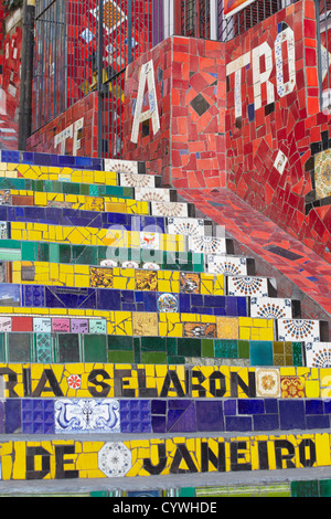 Escalier selarón (Escadaria Selaron), Lapa, Rio de Janeiro, Brésil Banque D'Images