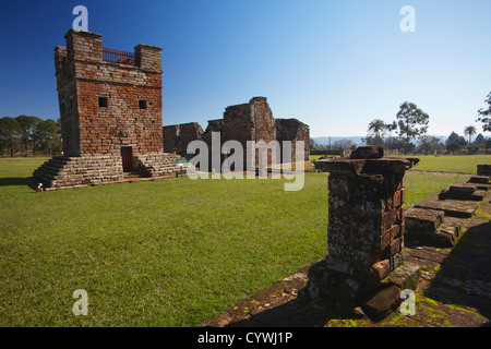 Ruines de la mission jésuite à Trinidad (Site du patrimoine mondial de l'UNESCO), Plateau du Parana, Paraguay Banque D'Images